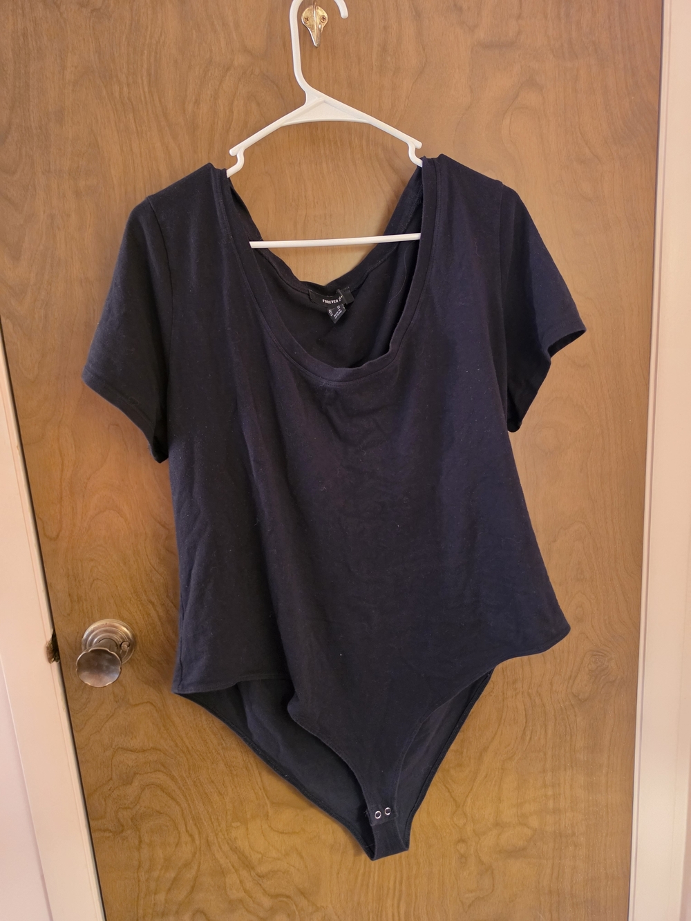 Forever 21 Black Short-Sleeve Scoop Neck Bodysuit-3X